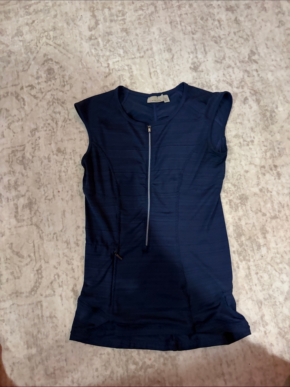Athleta Deep Navy Zip-Front Sleeveless Performance Tank